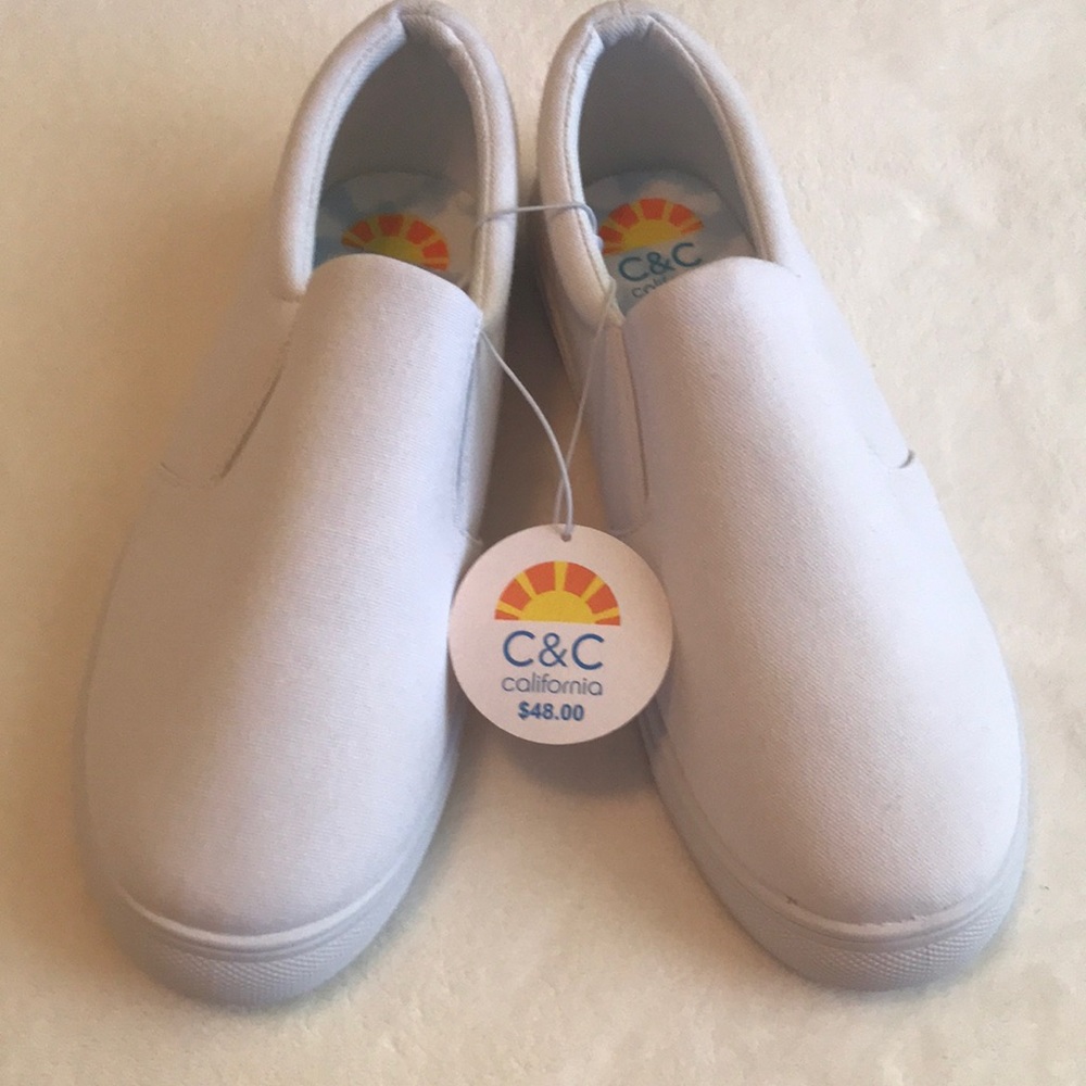 C&C California white slip ons 10
